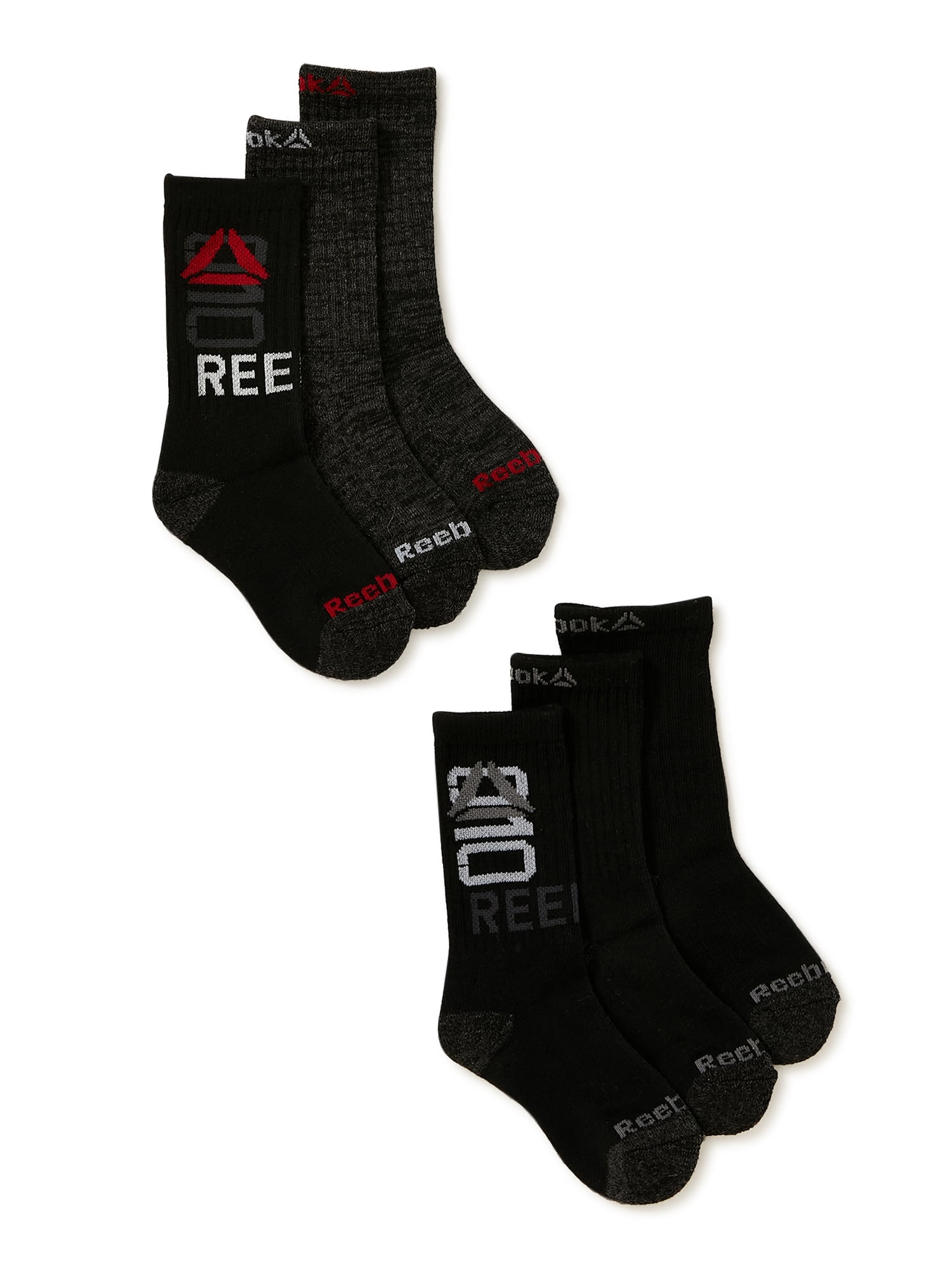 Reebok Kids Boys' Pro Series Cushion Crew Socks, 6 Pack