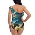 thumbnail image 5 of Pofeuu Valley River Dinosaur Print Women's One Piece Swimsuits One Shoulder Swimwear Asymmetric Ruffle Monokinis Bathing Suits-XX-Large, 5 of 6