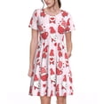thumbnail image 1 of Easygdp Valentine Gnomes para Vestido Transpirable de Mujer, Vestido Suelto de Manga Corta con Pliegues y Bolsillos para el Verano, 1 of 6