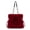 Red, variant on Faux Fur Shoulder Tote Bag, Drawstring Bucket Handbag with PU Leather Chain Strap, Large Capacity Plush Crossbody Purse for Fall Winter Daily Use