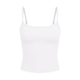 thumbnail image 7 of Nestiefly Women's Built-in Bra Tank Tops Adjustable Spaghetti Strap Camisoles Stretch Summer Y2K Going Out Crop Tops White S, 7 of 7