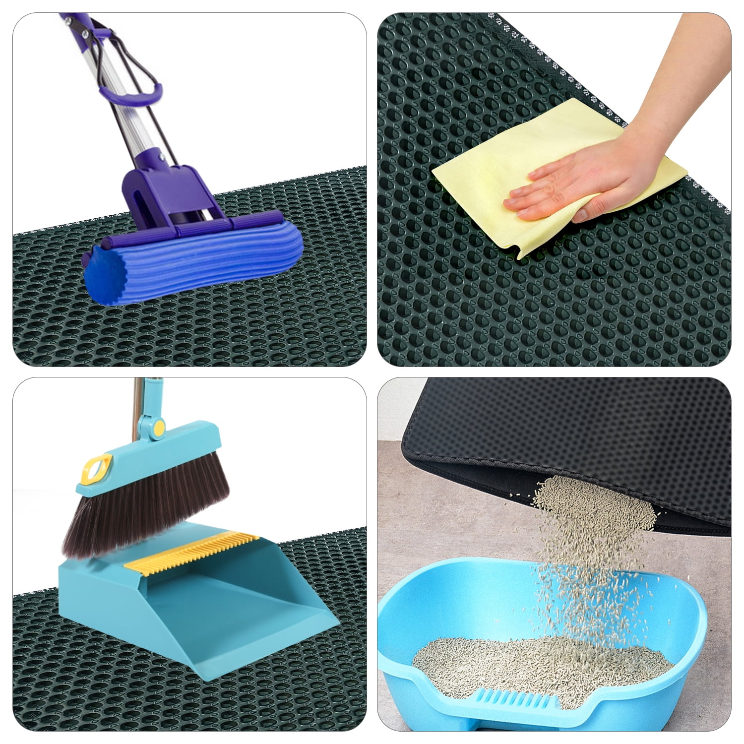 2-Layer Cat Litter Mat Litter Trapper Green Traps Litter from Box, Soft on Kitty Cat Paws Honeycomb Double-Layer, Helps to Waste Less Litter on Floors Size 21" X 14" 2-Layer Cat Litter Mat Litter Trapper Green Traps Litter from Box, Soft on Kitty Cat Paws Honeycomb Double-Layer, Helps to Waste Less Litter on Floors Size 21" X 14"