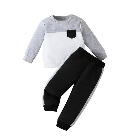 XBASW Toddler Baby Boys Sweatsuit Outfit Boys Spring Autumn Patchwork Colors Sweatshirt Jogger Pants Tracksuit Set for Kids 1-6 Years