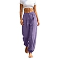 thumbnail image 5 of Khunlpohl Cotton Linen Pants for Womens Elastic Waist Drawstring Joggers Pant with Pockets Lightweight Casual Loose Trousers, 5 of 8