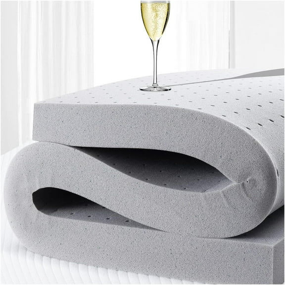 JERFIT 2 Inch King Cooling Gel Memory Foam Mattress Topper, CertiPUR-US Certified, Pressure Relief, Ventilated, Grey