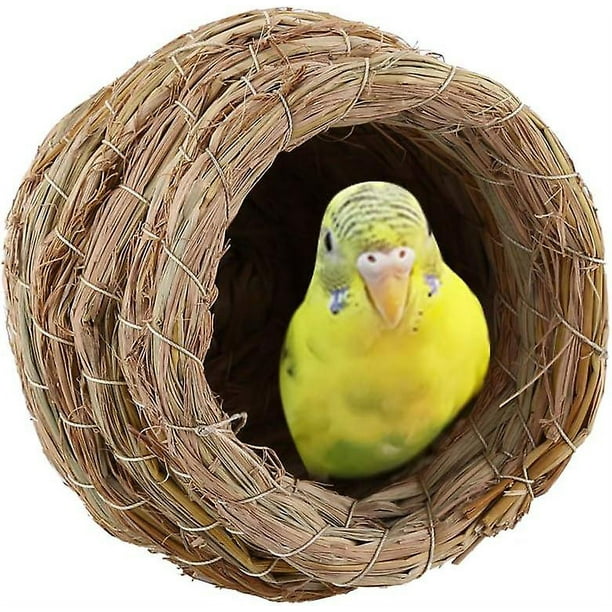 Nido de pájaro Rojo Verde 15x15cm Tejido a mano criadero para gorriones pinzón loro canario