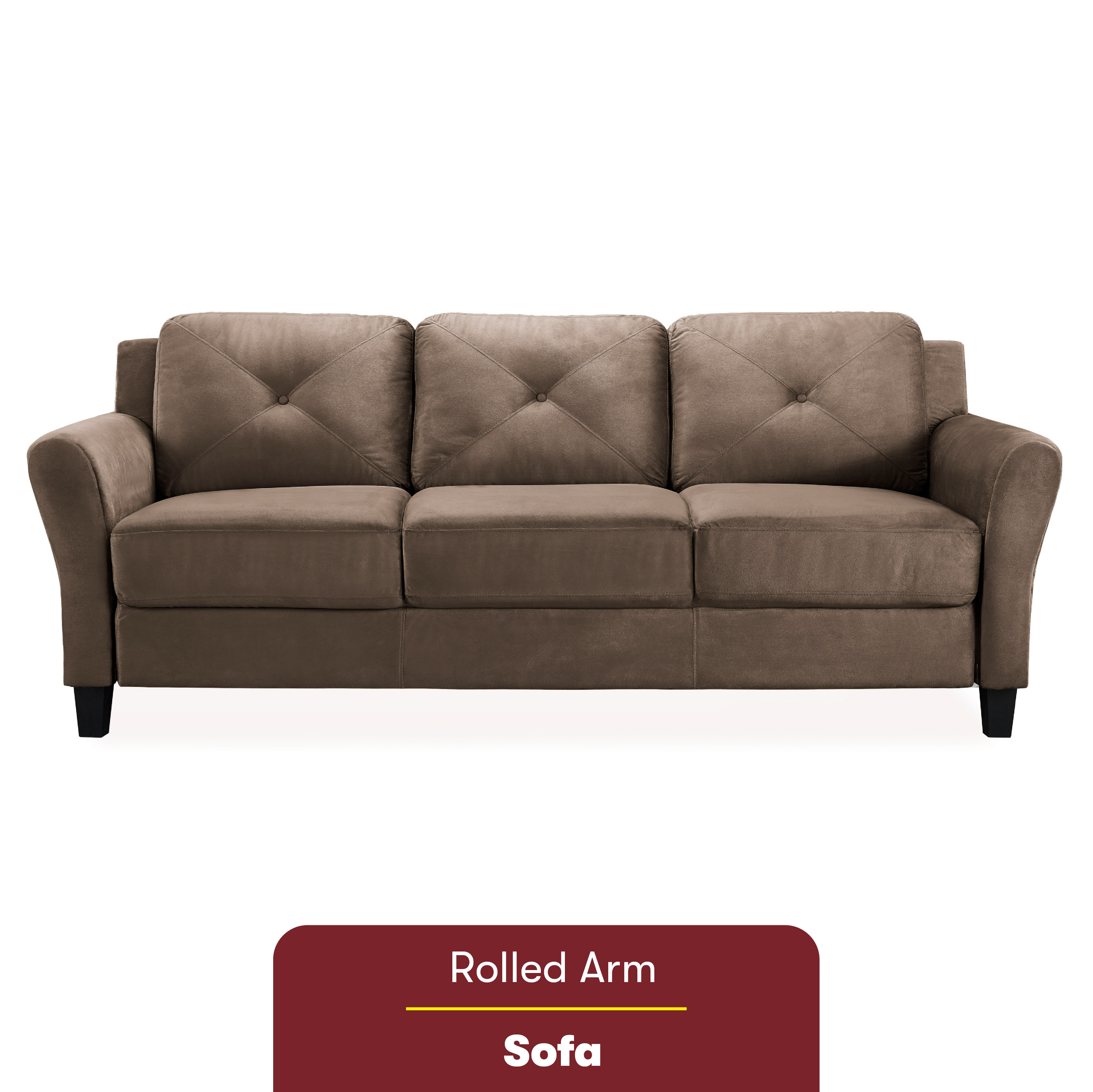 Lifestyle Solutions Taryn Traditional Sofa with Rolled Arms, Brown Fabric - image 3 of 12