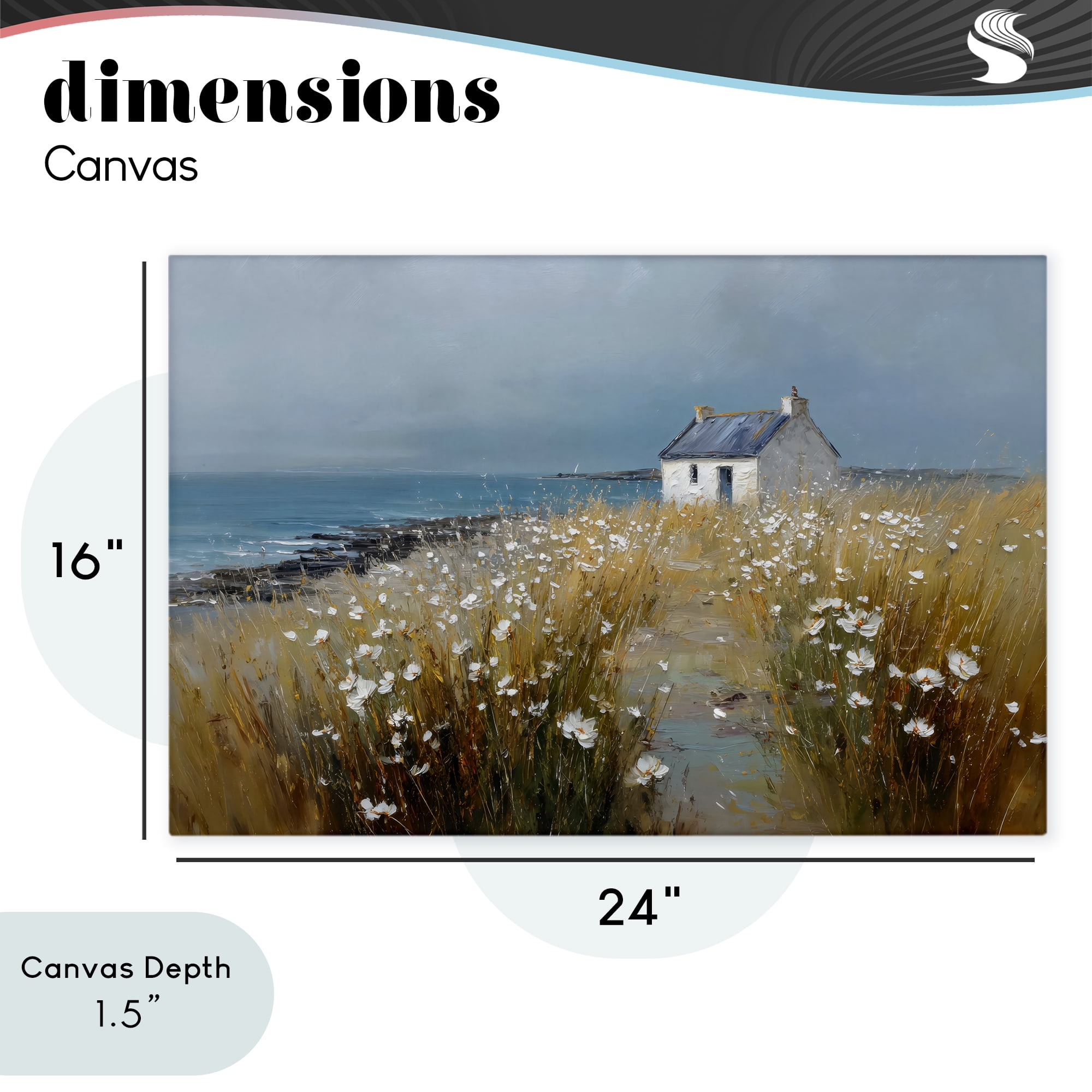 Stupell Industries Oceanfront Cottage Wildflowers Canvas Wall Art, design by Petal Prints Design
