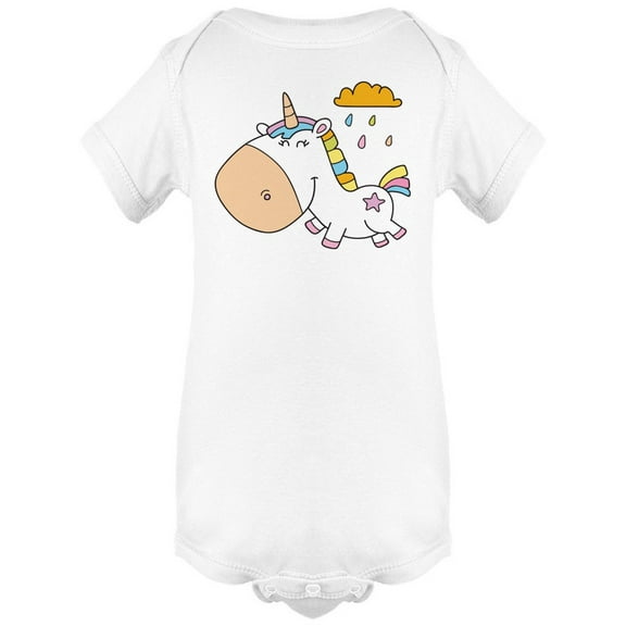 Cute Unicorn Under The Rain Bodysuit Infant -Image by Shutterstock, 6 Months
