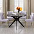 thumbnail image 2 of MAYEERTY 47" Solid Wood Round Dining Table, Intersecting Pedestal Base, Seats 4-6, Kitchen/Dining Room,Black, 2 of 5