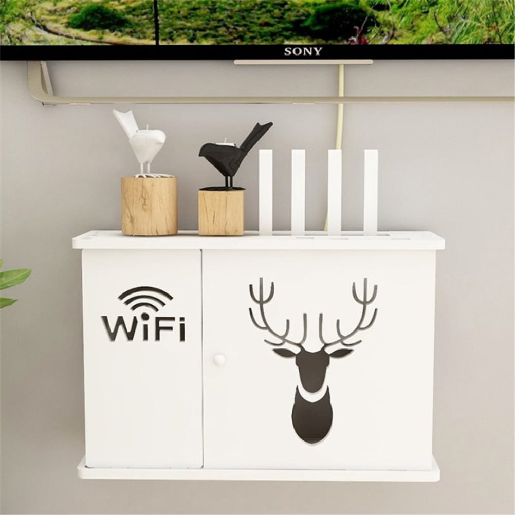 Large Wireless WiFi Router Shelf Storage Boxes Cable Power Plus kabelhal DM 