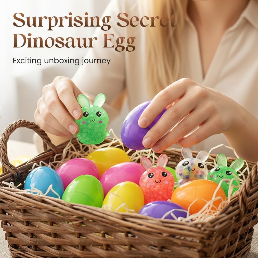 Easter Gifts for Adults - 24-Piece Easter Bunny and Egg Stress Ball Set for Stress Relief and Hand Exercise