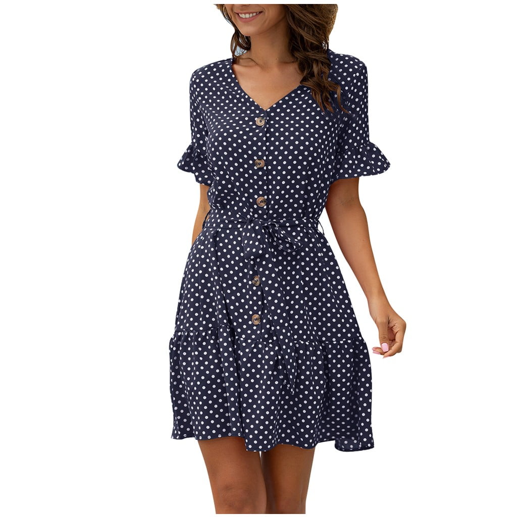 polka dot flowy dress