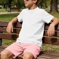 thumbnail image 5 of oelaio Boy's 2 Pieces Clothes Set Cotton Linen Summer Beach Outfits Short Sleeve Henley Shirts and Shorts Vacation Sets for Kids Pink 7 Years, 5 of 6
