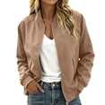 thumbnail image 6 of Nowekniz Women's Zip Up Bomber Jacket, Long Sleeve Loose Fit Casual Outerwear Coat with Pockets, Trendy Spring Fall Daily Outfits, 6 of 9