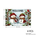 thumbnail image 4 of JOOCAR Welcome Snowmen Christmas Holiday Scene Linen Table Mats Set of 4 for Home Kitchen Table Decor 12x18 inch, 4 of 5