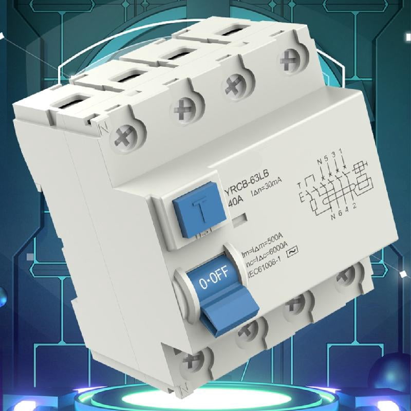 JZROCKER 4P 63A 30mA Styles A Din Rails Earth Leakage Current Breaker Residual Current Circuits Breaker Residual Current Device