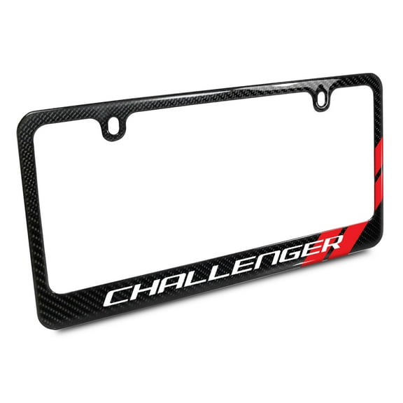Dodge Challenger Red Stripe Black Carbon Fiber License Plate Frame