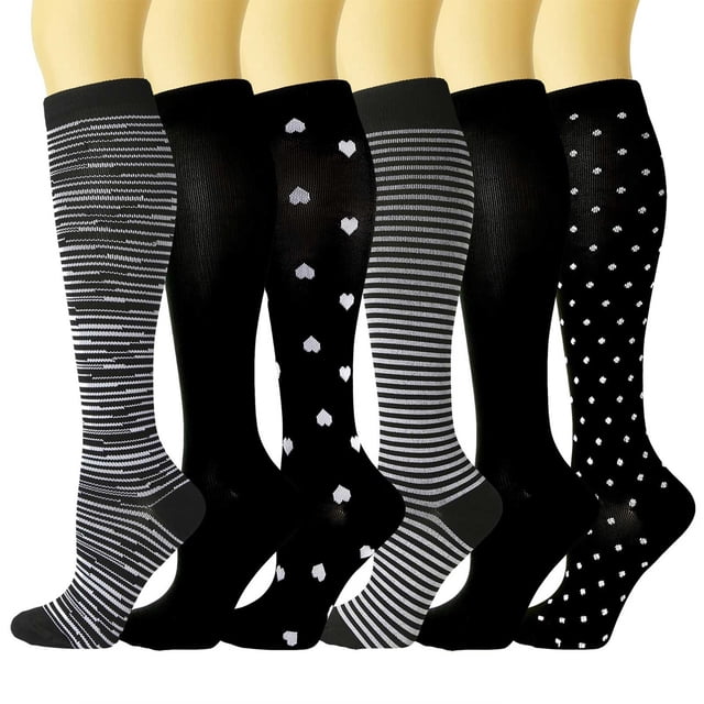 WEAIXIMIUNG Bas de Compression pour Femmes 15-20 Mmhg Bas de Compression de Sport pour Adultes Bas de Sport Bas Élastiques Bas Bas de Compression