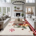 thumbnail image 3 of Christmas Area Rugs 8'x10', Washable Small Throw Rugs for Living Room Patio, Retro Winter Ice Cream Snowflakes Needles Plaid Indoor Outdoor Rug Non-Slip Low Pile Carpet Runner Reversible Floor Mats, 3 of 8