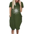 thumbnail image 2 of Robes pour Femmes Été 2024 Robe Décontractée Ample Imprimé Tournesol Manches Courtes Col en V 50 % de Réduction!, 2 of 5