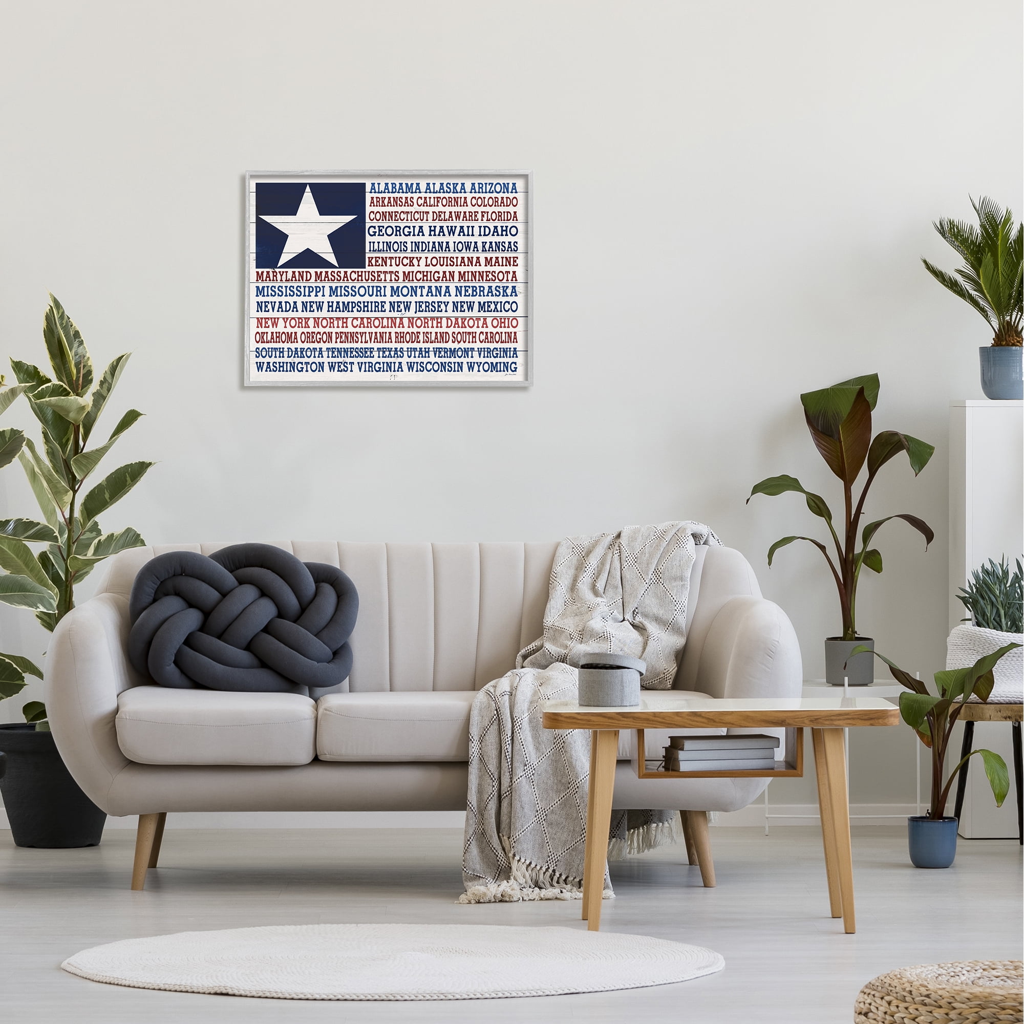 Stupell Industries . Star Patriot Flag Listed State Typography Sign,30 x 24, Design by Jo Moulton