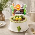 thumbnail image 5 of Jungle Animal Cake Topper,Cute Safari Cartoon Decorative Large Cake Pick with Green Leaves for Birthday Celebration and Party Supply, 5 of 7