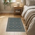 thumbnail image 3 of ODIKA 2'x3' Teal Blue Ornate Medallion Style Tufted Washable Throw Rug Intricate Floral Scrollwork Design With Geometric Border And Central for Hallway, Study Room, Non-Slip Low Profile, Flatwoven, 3 of 7