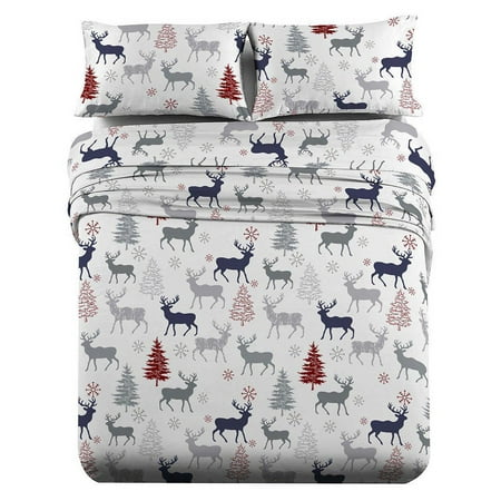 Heavyweight Printed Flannel Sheets 170GSM - Calking - Christmas Deer