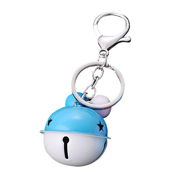 WHAMVOX Small Bells Key Chain Strong Key Ring with Charming Pendants for Handbag School Bag(White and Blue)