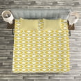 thumbnail image 3 of Ambesonne Ikat Quilted Bedspread Set 3 Pcs, Yellow Vivid Oval Shapes, Queen Size, Yellow Grey White, 3 of 3