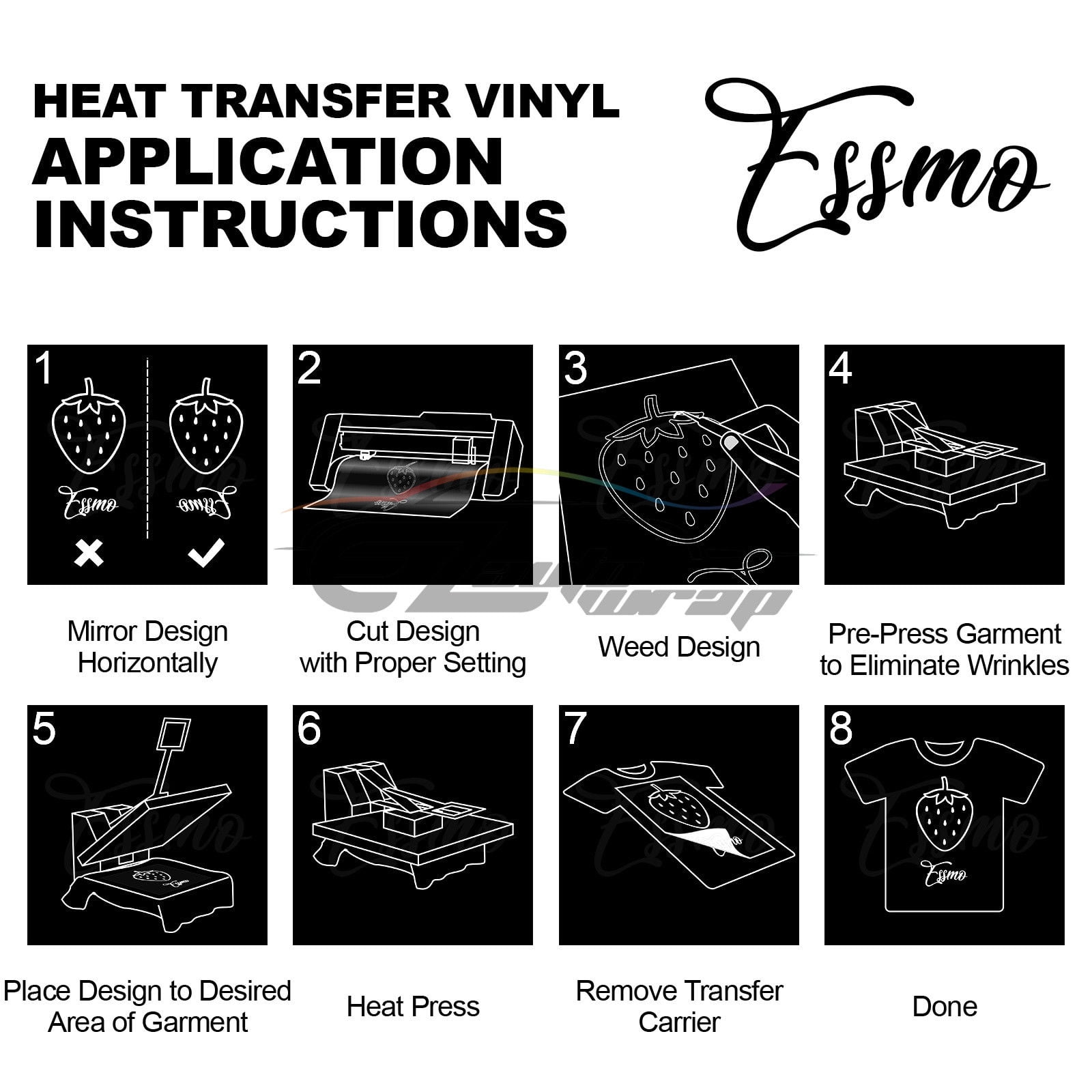 ESSMO Red Matte Solid Heat Transfer Vinyl HTV Sheet T-Shirt 20 Wide Iron On Heat Press Best HTV for Silhouette Cameo and Cricut 20x12 