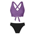 thumbnail image 6 of Women's High Waisted Bikini Sets Two Piece Swimsuit Tummy Control Bathing Suit V Neck Swimwear Swim Suit Purple S(S), 6 of 6