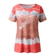 thumbnail image 4 of Summer Saving Clearance 2024! POTETI Summer Tops for Women 2024 Red Sexy Gradient Print Regular Crew Neck Short Sleeves Tops, 4 of 4