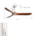 thumbnail image 3 of Sofucor 60" Modern Ceiling Fan with No Light, 3 Blades Reverse Airflow,Nickel with Brown Blades, 3 of 6