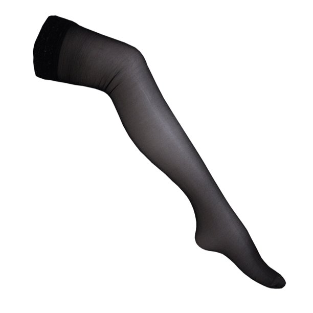 Couture - Medias de liga con encaje y muy brillantes para chica mujer (1 par) (Negro)