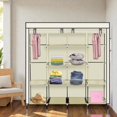 thumbnail image 2 of Tcbosik Closet Wardrobe with Non-Woven Fabric Cover and Side Pockets, Clothes Storage Organizer with Storage Shelves and Hanging Rods, Easy Assembly, Beige, 2 of 7