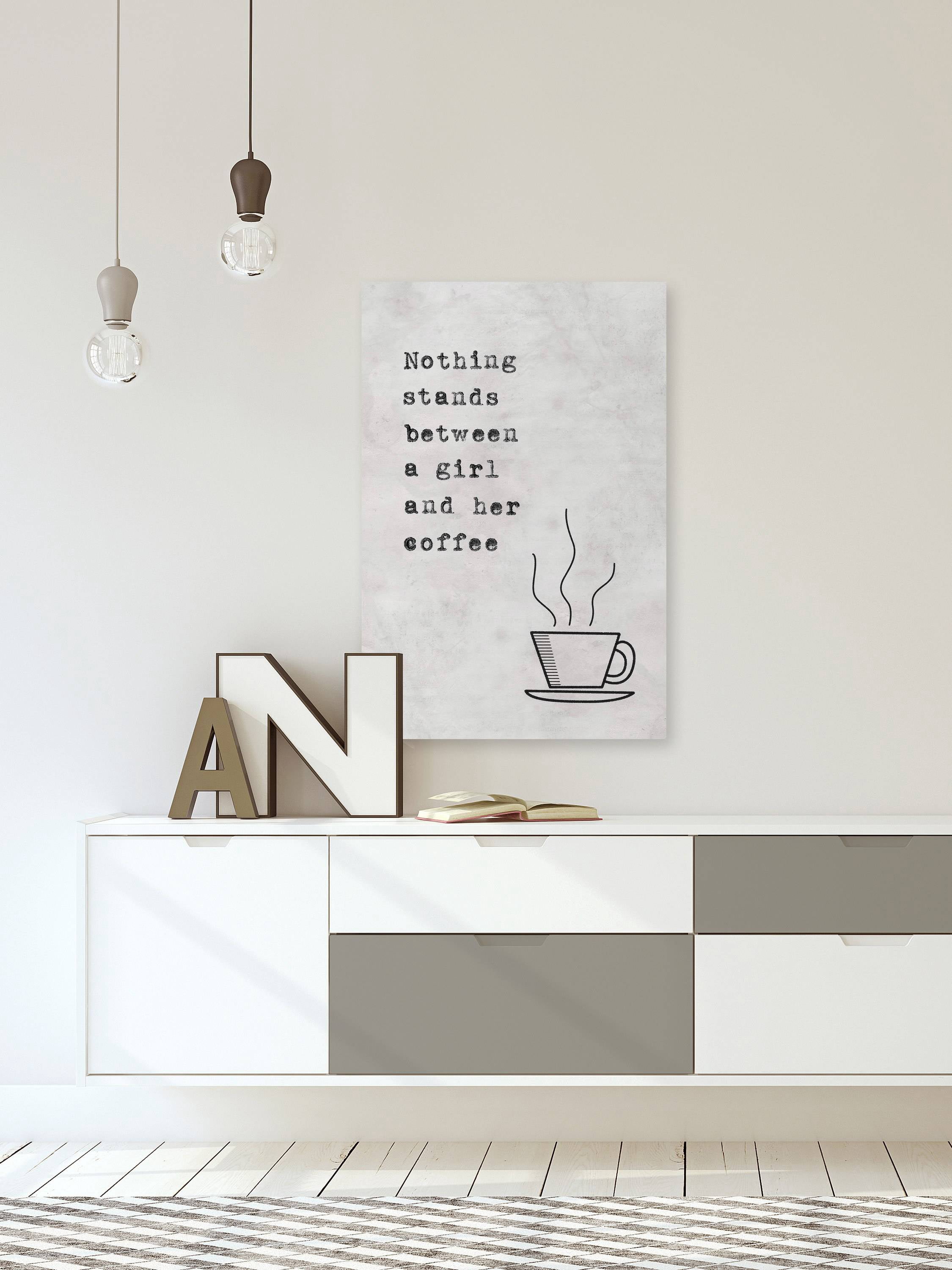 Girl and Her Coffee Painting Print on Wrapped Canvas