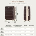thumbnail image 2 of 3 Piece luggage sets, Expandable Luggage 20/24/28 Inches with  USB Charging Ports, ABS Hardshell Luggage Airline Approved, Brown, 2 of 9
