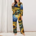 thumbnail image 2 of Balery Starry Sky Sunflower Conjunto de Pijama con Estampado para Mujer, Conjunto de Dos Piezas con Manga Larga, Ropa de Dormir Suave con Bolsillos, Pijamas Cómodos-Small, 2 of 7