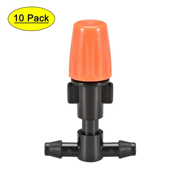 Uxcell Mist Nozzle Sprinkler w 0.25" Barb Tee Joints Connector Adjustable Spray 10 Pack