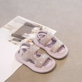 thumbnail image 2 of GiLiling Girls Sandals, Rhinestone-Embellished Hook-and-Loop Quarter Strap Open Toe Platform Sandals, Non-Slip Rubber Sole Summer Shoes (Purple, 10-10.5 Years), 2 of 7