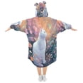 thumbnail image 2 of BZSMCE Wearable Blanket Hoodie Fashion Meadow White Cat Home Wear, 2 of 7