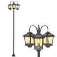 thumbnail image 1 of Outsunny 74" 3-Head Solar Lamp Post Light, Waterproof LED Solar Light Posts, 1 of 10