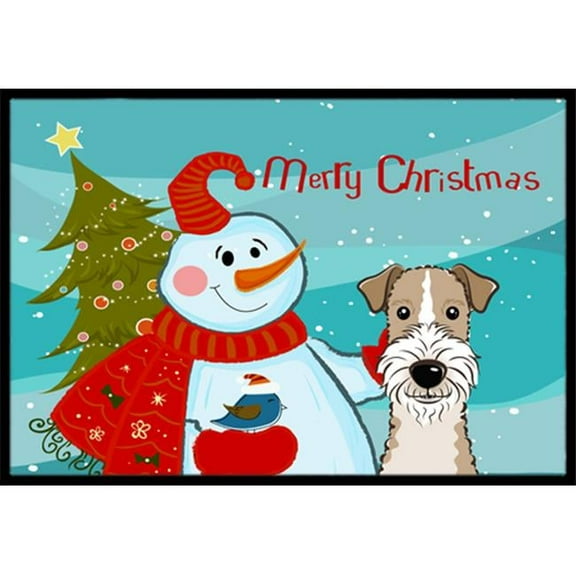 Caroline's Treasures BB1867JMAT Snowman with Wire Haired Fox Terrier Door Mat, Indoor Rug or Outdoor Welcome Mat 24x36
