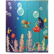 71" Tall 4-Panel Screen / Room Divider with "Finding Nemo" design