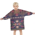 thumbnail image 3 of Purple Boho Tribal Floral and Mandalas Pattern Blanket Hoodies for Kids 6-13YR Oversize Wearable Blanket Hoodies for Boys Girls Teens, 3 of 7