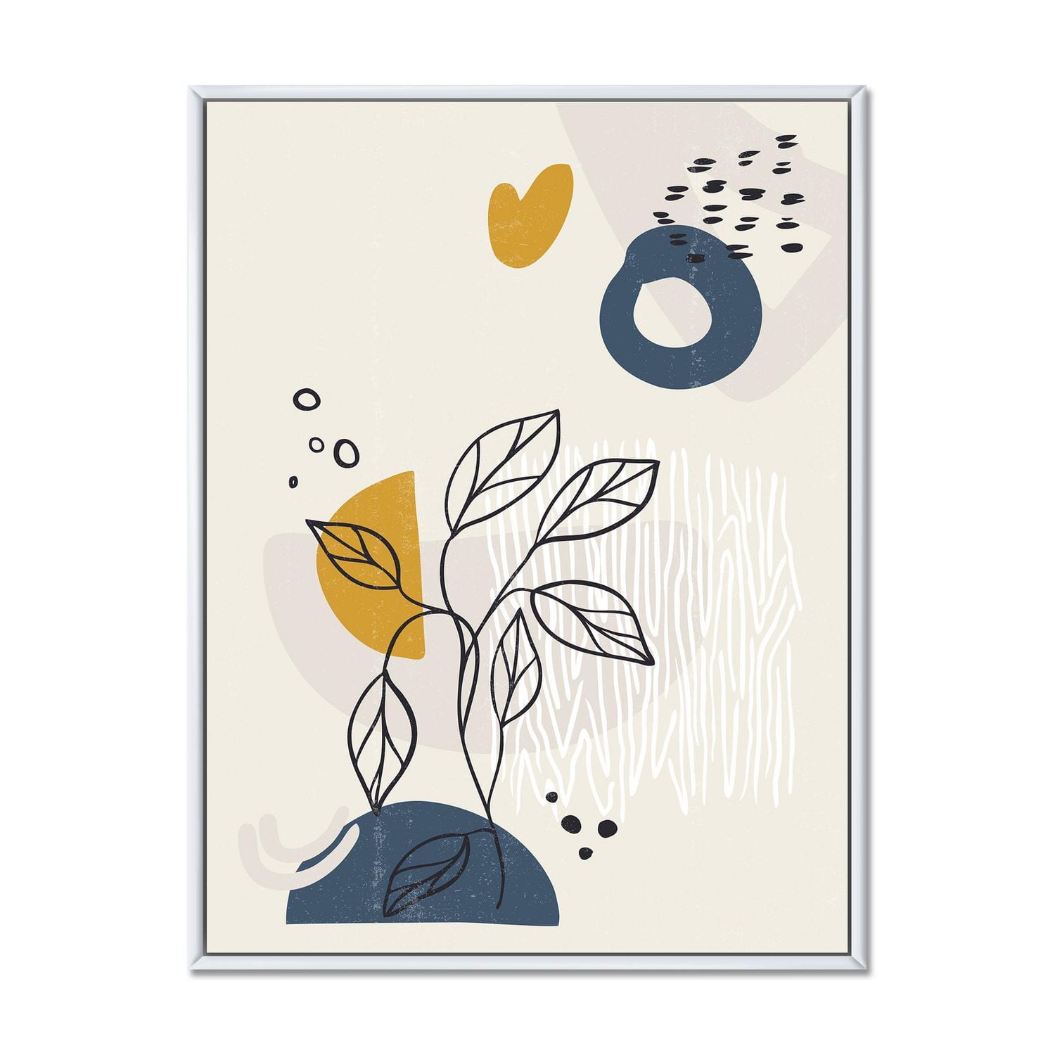 Designart Vintage Boho Minimaliste Fleurs II ART MURAL À CADRE FLOTTÉ