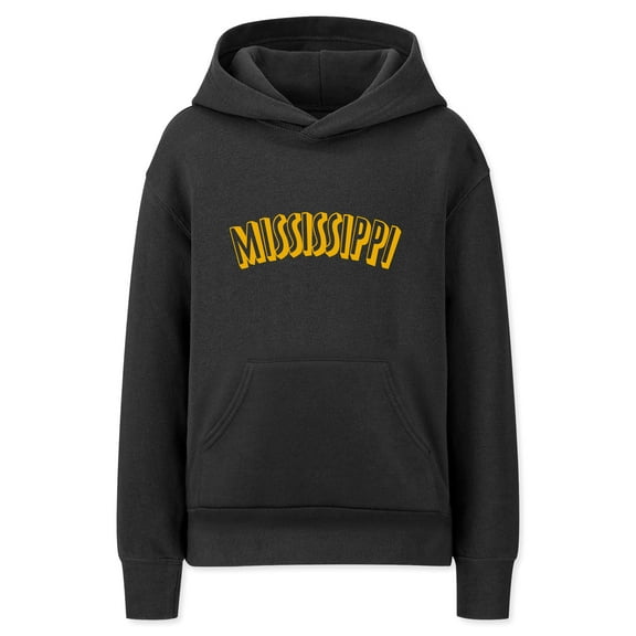 Daxton Youth Unisex Pullover Cities State Hoodie Mid-Weight Fleece Sweater - Mississippi Black Gold, XL