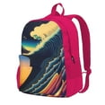 thumbnail image 1 of XMXY Japanese Style Ocean Wave Backpack Laptop Bag for Women, School Bookbag Lightweight Backpack for Travel Casual Work Backpack Pink, 1 of 8